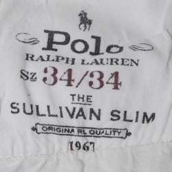 Pre Owned Polo Ralph Lauren White Denim Sullivan Slim Jeans L/ Waist 33"