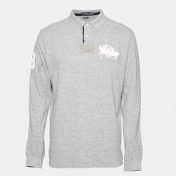 Pre Owned Polo Ralph Lauren Grey Jersey Custom Fit Polo T-Shirt XL