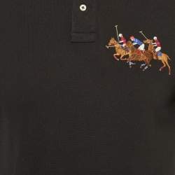Pre Owned Polo Ralph Lauren Black Cotton Pique Polo T-Shirt M