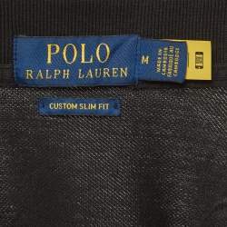 Pre Owned Polo Ralph Lauren Black Cotton Pique Polo T-Shirt M