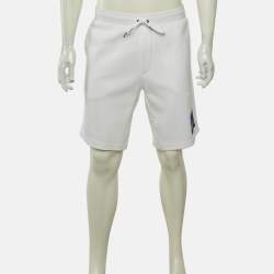 مملوكة مسبقًا Polo Ralph Lauren White Logo Print Jersey Shorts M