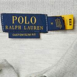 Pre Owned Polo Ralph Lauren Grey Jersey Polo T-Shirt M