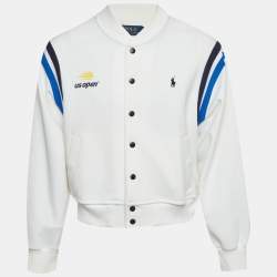 Pre Owned Polo Ralph Lauren White Jersey Lauren US Open Tennis Jacket XL