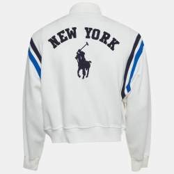 Pre Owned Polo Ralph Lauren White Jersey Lauren US Open Tennis Jacket XL