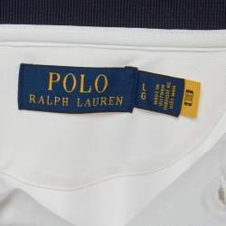 Pre Owned Polo Ralph Lauren White Jersey US Open Slim Fit Polo T-Shirt L