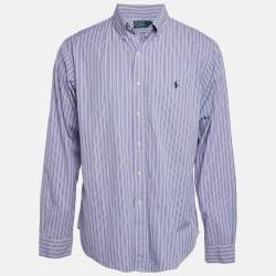 Pre Owned Polo Ralph Lauren Blue Striped Cotton Button Front Shirt XXL