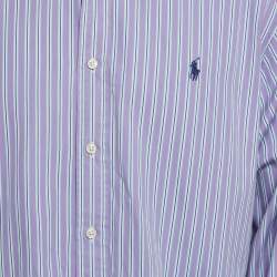 Pre Owned Polo Ralph Lauren Blue Striped Cotton Button Front Shirt XXL