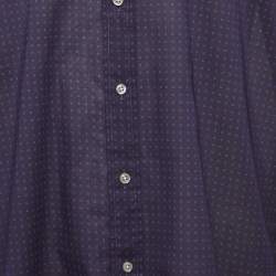 Pre Owned قميص بولو رالف لورين قطني مطبوع أزرق بقصة ضيقة مقاس كبير جدًا - إكس إكس لارج