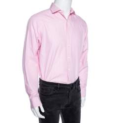 Pre Owned Polo Ralph Lauren Pink Gingham Checkered Cotton Custom Fit Shirt L
