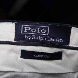 Pre Owned Polo Ralph Lauren Navy Blue Cotton Classic Fit Formal Pants L