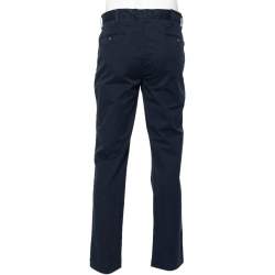 Pre Owned Polo Ralph Lauren Navy Blue Cotton Classic Fit Formal Pants L