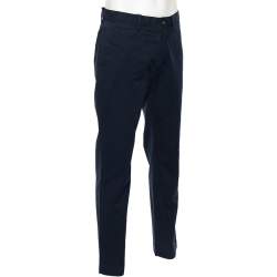 Pre Owned Polo Ralph Lauren Navy Blue Cotton Classic Fit Formal Pants L