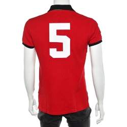 Pre Owned Polo Ralph Lauren Red Cotton Pique Summer Classic Slim Fit Polo T-Shirt S