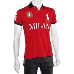 Pre Owned Polo Ralph Lauren Red Cotton Pique Summer Classic Slim Fit Polo T-Shirt S