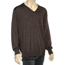 Pre Owned بلوفر بولو باي رالف لورين صوف بني بأكمام طويلة 1XB