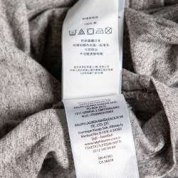 Pre Owned  تي شيرت بولو رالف لورين قطن رصاصي بقصة ضيقة مقاس كبير جدًا جدًا - إكس إكس لارج