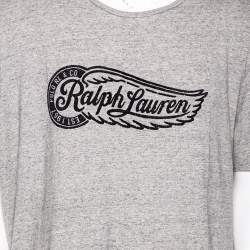 Pre Owned  تي شيرت بولو رالف لورين قطن رصاصي بقصة ضيقة مقاس كبير جدًا جدًا - إكس إكس لارج