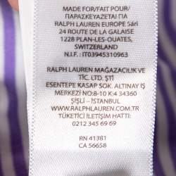 مملوكة مسبقًا تي شيرت رالف لورين بولو  قطن مخطط بنفسجي بقصة كلاسيك مقاس كبير - لارج