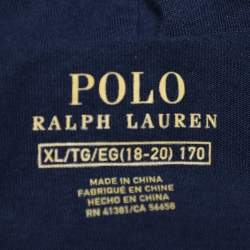 Pre Owned Polo Ralph Lauren Navy Blue Bear Printed Cotton Knit Hoodie XL