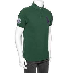 Pre Owned Polo Ralph Lauren Green Cotton Polo T-shirt M