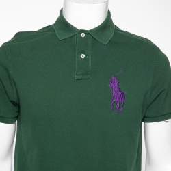 Pre Owned Polo Ralph Lauren Green Cotton Polo T-shirt M