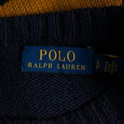 Pre Owned بلوفر بولو رالف لورين تريكو إنتارسيا أزرق كحلي بنقشة تيدي بير مقاس صغير - سمول