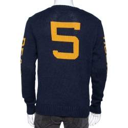 Pre Owned بلوفر بولو رالف لورين تريكو إنتارسيا أزرق كحلي بنقشة تيدي بير مقاس صغير - سمول