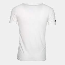 Pre Owned Polo Ralph Lauren White Cotton Logo Embroidered Custom Fit T-Shirt S