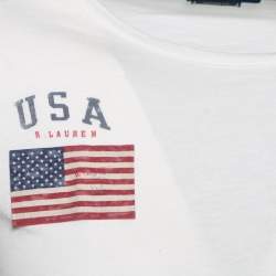 Pre Owned Polo Ralph Lauren White Cotton Logo Embroidered Custom Fit T-Shirt S