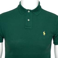 Pre Owned Polo Ralph Lauren Green Cotton Pique Slim Fit Polo T-shirt S