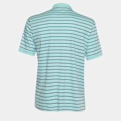 Pre Owned Polo Ralph Lauren Green Striped Knit Polo T-Shirt XL