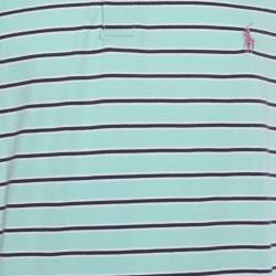 Pre Owned Polo Ralph Lauren Green Striped Knit Polo T-Shirt XL