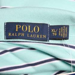 Pre Owned Polo Ralph Lauren Green Striped Knit Polo T-Shirt XL