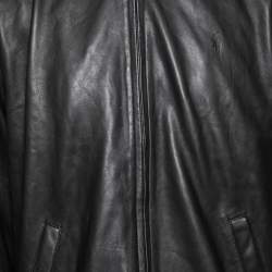 Polo Ralph Lauren Black Leather Zip Front Long Sleeve Jacket L
