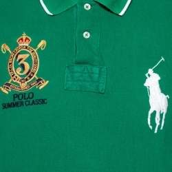 Pre Owned Polo Ralph Lauren Green Cotton Pique Custom Fit Polo T-Shirt L