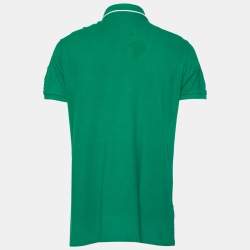 Pre Owned Polo Ralph Lauren Green Cotton Pique Custom Fit Polo T-Shirt L
