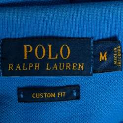 مملوكة مسبقًا Polo Ralph Lauren Blue Cotton Pique Custom Fit Polo T-Shirt M