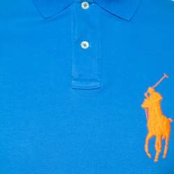 مملوكة مسبقًا Polo Ralph Lauren Blue Cotton Pique Custom Fit Polo T-Shirt M