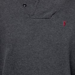Pre Owned Polo Ralph Lauren Grey Knit Shawl Neck Long Sleeve Sweater S