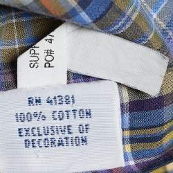 قميص بولو من رالف لورين  قطن كاروهات مادراس متعدد الألوان بأزرار أمامية مقاس وسط ( ميديوم )