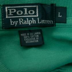 Pre Owned Polo Ralph Lauren Green Cotton Polo T-Shirt L