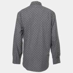 Pre Owned قميص بولو رالف لورين قطن رصاصي بأكمام طويلة وأزرار أمامية مقاس كبير جدًا - إكس لارج