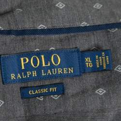 Pre Owned قميص بولو رالف لورين قطن رصاصي بأكمام طويلة وأزرار أمامية مقاس كبير جدًا - إكس لارج