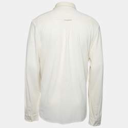 مملوكة مسبقًا قميص بولو رالف لورين قطن كريمي بأكمام طويلة مقاس كبير جدًا - إكس لارج