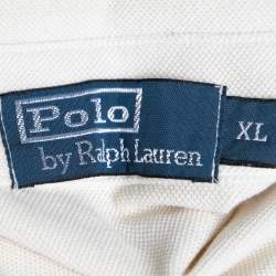 مملوكة مسبقًا قميص بولو رالف لورين قطن كريمي بأكمام طويلة مقاس كبير جدًا - إكس لارج