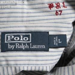 Pre Owned Polo Ralph Lauren Blue Striped Cotton Button Front Shirt L