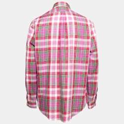 Pre Owned Polo Ralph Lauren Pink Plaid Cotton Button Down Shirt L