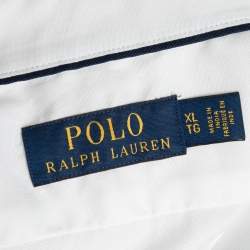 مملوكة مسبقًا قميص بولو من رالف لورين قطن أبيض بأزرار أمامية مقاس كبير جداً ( إكس لارج )