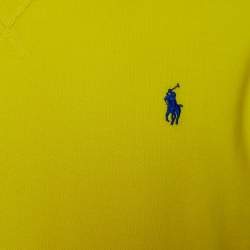 Pre Owned Polo Ralph Lauren Yellow Cotton Blend Fleece Logo Embroidered Sweatshirt L