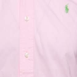 قميص بولو رالف لورين قطن وردي أزرار أمامية مقاس صغير